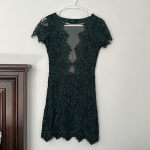 VICI size small - green lace mini dress with mesh front